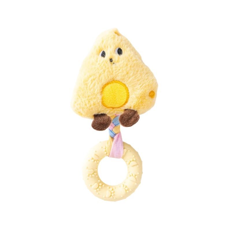 Plush Chick Rope Ring Dog Toy for Chewing & Tug Play