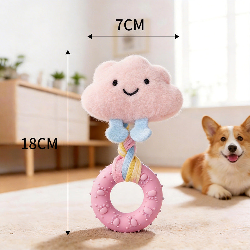Plush Chick Rope Ring Dog Toy for Chewing & Tug Play