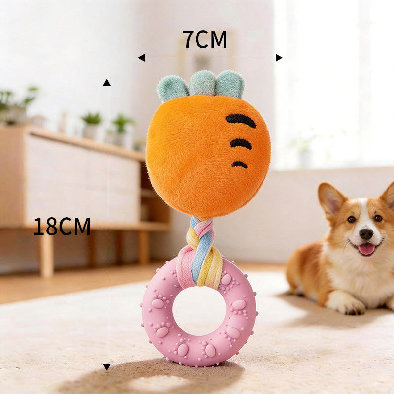 Plush Chick Rope Ring Dog Toy for Chewing & Tug Play