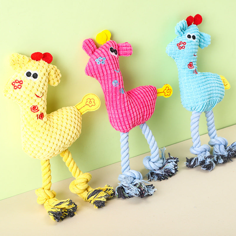 Plush Rope Animal Dog Toy for Chewing, Tugging & Cuddling