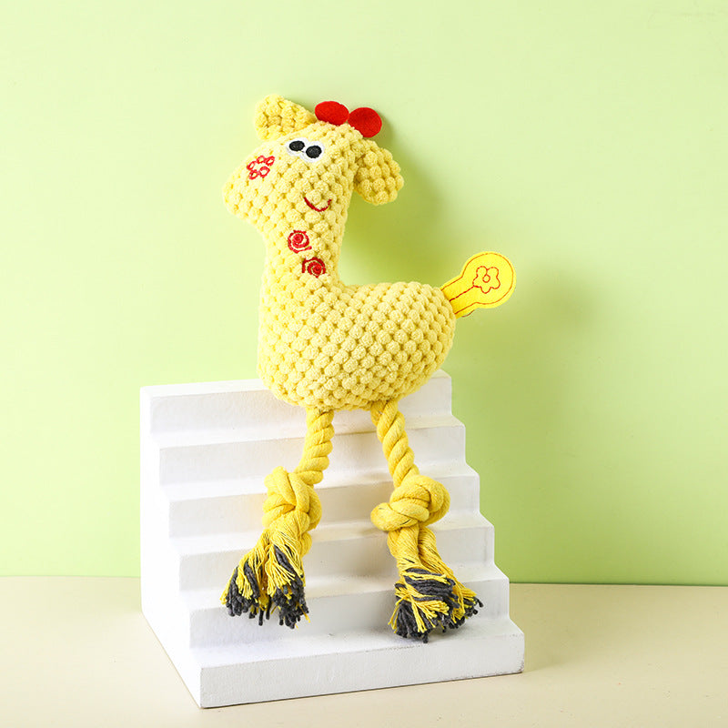 Plush Rope Animal Dog Toy for Chewing, Tugging & Cuddling