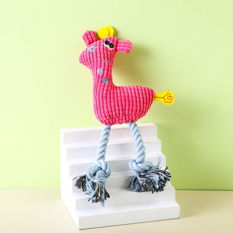 Plush Rope Animal Dog Toy for Chewing, Tugging & Cuddling