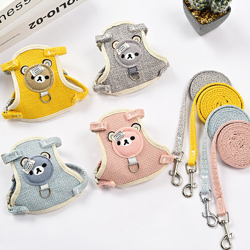 Cute Bear Pet Harness & Leash Set for Cats & Small Dogs