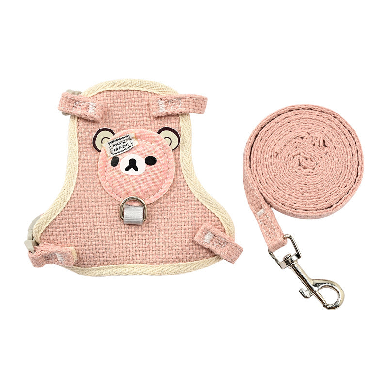 Cute Bear Pet Harness & Leash Set for Cats & Small Dogs