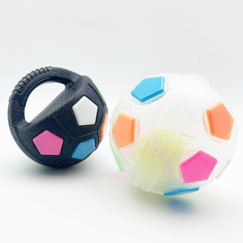 Interactive Soccer Ball Dog Toy with Easy-Grip Handle