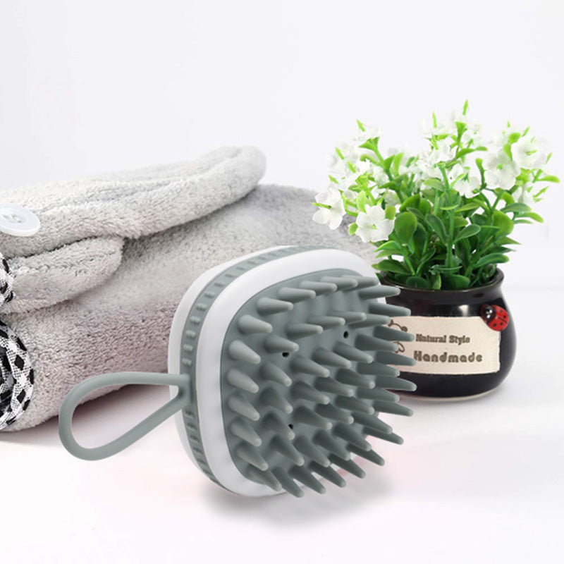 Handheld Silicone Pet Bath & Massage Brush with Grip Strap